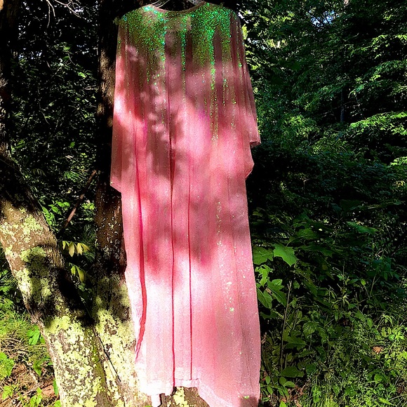 Bubblegum Pink Long Sequin Caftan Dress - Picture 6 of 8